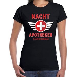 Nacht apotheker drugs verkleed t-shirt zwart voor dames - apotheker carnaval / feest shirt kleding / kostuum L