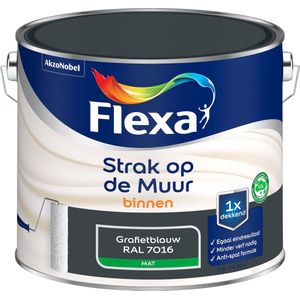 Flexa Strak op de Muur - Muurverf - Mat - Grafietblauw / Ral 7016 - 2,5 liter