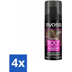 SYOSS - Uitgroeispray Middenbruin - Directe Grijsdekking - Voordeelverpakking - 4 stuks