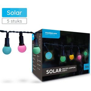 Modee LED Solar Lichtsnoer 7.9 meter - Oplaadbare Buitenlamp op Zonne-energie - IP44 - 5 stuks
