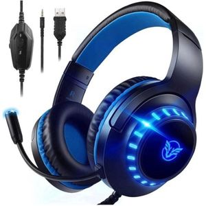 StayPowered Gaming Headset - Ultiem Geluid & Comfort - Noise Cancelling Microfoon - Surround Sound - Multi-platform Compatibel - Plug & Play - Ergonomisch Design - LED Verlichting - Zwart/Blauw - Levering Sneller dan Aangegeven!