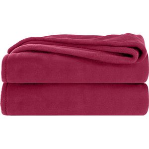 Komfortec Fleece Deken - Met kasjmier gevoel - Plaid - 240x220 cm – Super Zacht – Bordeaux Rood