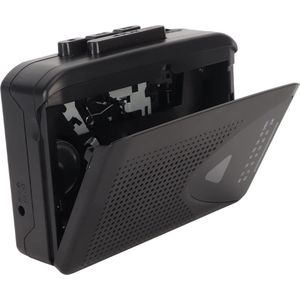 Draagbare cassettespeler, retro FM-AM-radio-walkman met luidspreker en hoofdtelefoonaansluiting, cassette-naar-MP3-converter, cassetterecorder voor reizen, sport (zwart)