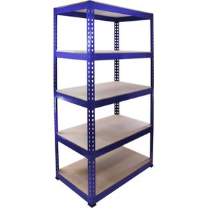Q-rax Stellingkast - 90x50x183 cm - Blauw - 100% Boutloos - Draagkracht: 200 kg per plank - opbergrek metaal