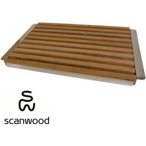 Scanwood broodplank met RVS dienblad kersen 42 x 26 x 2.5 cm
