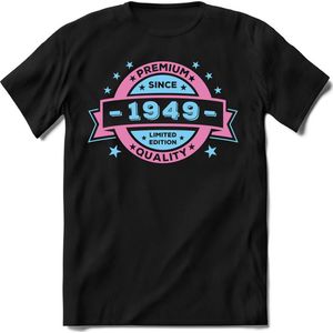 1949 Premium Quality | Feest Kado T-Shirt Heren - Dames | Licht Roze - Licht Blauw | Perfect Verjaardag Cadeau Shirt | Grappige Spreuken - Zinnen - Teksten | Maat 3XL