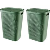 Curver Infinity Recycled Wasmand met deksel - 60L - 2 stuks - Groen