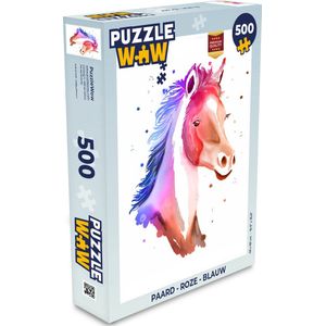 Puzzel Paard - Roze - Blauw - Meisjes - Kinderen - Meiden - Legpuzzel - Puzzel 500 stukjes