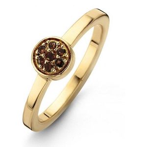 Casa Jewelry - Ring Melody - Goud Verguld - Met Bruine Zirconia