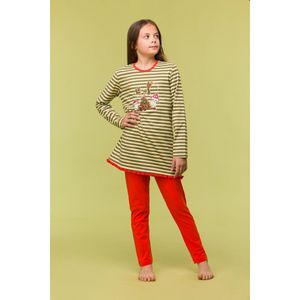 Woody Meisjes-Dames Pyjama multicolor streep - maat 140/10J