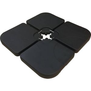 Parasolvoet set 4 parasoltegels vulbaar voor parasols tot 3 x 3 m - 52 liter - Zwart