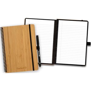 Bambook Classic uitwisbaar notitieboek - Hardcover - A5 - Gelinieerde pagina's - Duurzaam, herbruikbaar whiteboard schrift - Met 1 gratis stift