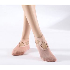 Su.B.dgn Dames Stretch Anti-Slip Yoga Sokken - Katoen + PVC, voor Pilates, Barre en Fitness, Geschikt voor Maat 30-40 - beige