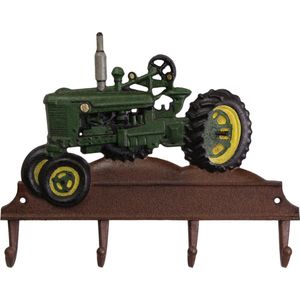 een gietijzeren kapstok tractor groen 27,5x35,5 cm