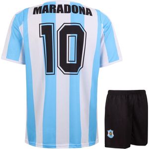 Argentinie voetbaltenue Maradona - Voetbaltenue Kinderen - Shirt en Broekje - Jongens en Meisjes - Volwassenen - Heren en Dames-128