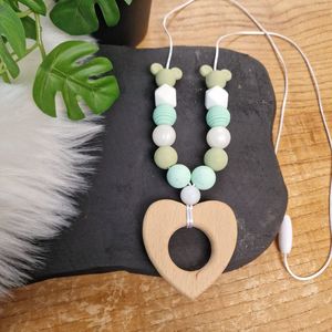 Happy Bebie | Baby | Mama | Voedingsketting | Hart | Kraamkado | Silicone | Houten | Handmade