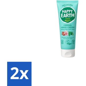 Happy Earth – Handcrème – 100% Natuurlijk – 75 ml - Voordeelverpakking - 2 stuks