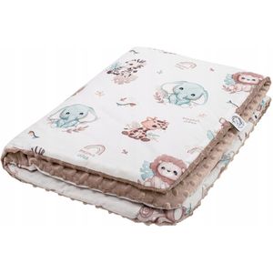 Dubbelzijdig Babydekentje Safari 75x100 cm - Katoen & Minky