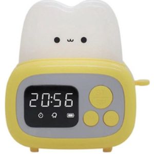 Collox Kinderwekker -Nachtlampje - Digitale klok - Slaapkamer bedtimer - Dimbaar - Volume instelbaar - Geel - 9,6 cm x 5,6 x 10,2 cm