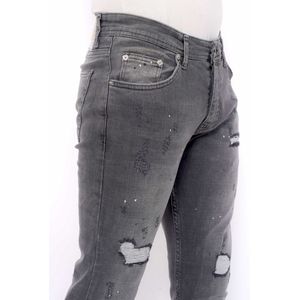 Slim Fit Jeans Heren met Scheuren -DC-041- Grijs