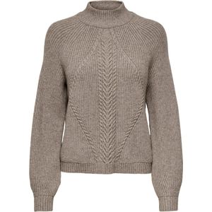 Ony - Onkatia S Detai Highneck - Gebreide Trui - Beige - Hoge Nek - Lange Mouwen