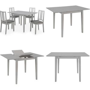 vidaXL 5-delige Eethoek MDF grijs - Eetkamertafel En -stoel - Eetkamertafels En -stoelen - Tafel - Tafels