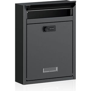 BOTC - Brievenbus - Zwart - Postbus - met Cijfer Slot - Muurbrievenbus