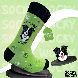 BORDER COLLIE - SOKKEN - 2 Pack - Grappige Sokken voor Mannen & Vrouwen - SMALL SHOE (36-40) Socks - Humorvolle Huissokken - Verjaardagscadeau - Geschenk voor Heren, Dames, Vader, Moeder, Vriendin, Zus, Oma - Cadeau SOCKY WOCKY