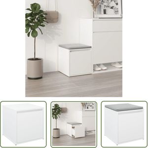 The Living Store Opbergbox - Opbergkist - 40.5x40x40 cm - Wit - Bewerkt hout