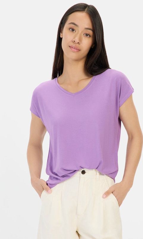 camel active - T-shirt - Paars - Elastische Viscose