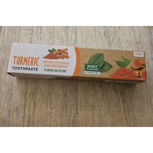 2 stuks van 75ml Natuurlijke Kurkuma Tandpasta met Munt – Whitening & Frisse Adem – Zonder Fluoride –
