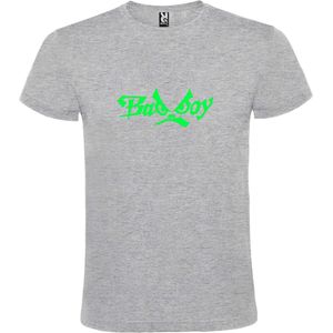 Grijs  T shirt met  ""Bad Boys"" print Neon Groen size XXXL