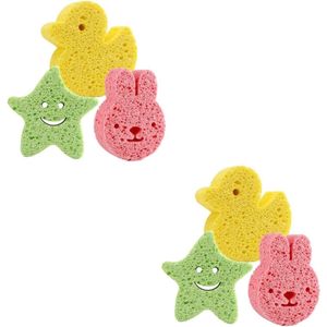 6 Pcs Kinderbad Spons Ster Bad Spons Baby Leuke Baby Sponzen Baby Bad Spons Lichaam Bad Spons Wassen Borstel Pasgeboren Loofah Hout Pulp Cellulose - Badaccessoires - Babyverzorging
