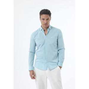 Jimmy Sanders Linnen Katoen Blend Shirt - Overhemd Heren Turkoois - 2Xl