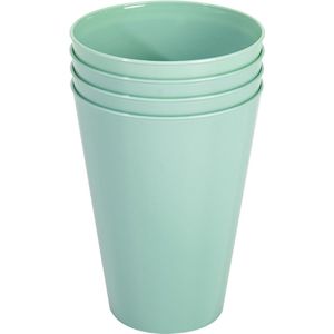 Hega Hogar Onbreekbare drinkglazen - set 4x stuks - kunststof - mintgroen - 430 ml - camping/outdoor/kinderen - limonade glazen