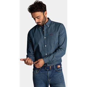 NZA - Blauw stretch katoen overhemd