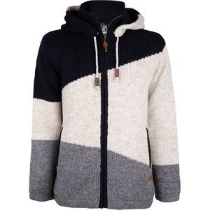 Gebreid Wollen Heren/Uni Vest van Schapenwol met Polyester Fleece voering en afneembare capuchon - SHAKALOHA - M Lancelin ZH BlackBeige M