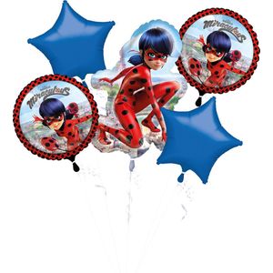 AMSCAN - Boeket van 5 aluminium Ladybug ballonnen