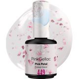 Pink Gellac - 449 Pink Petal - Gellak - 15ml - Witte Gel Nagellak met Delicate Roze Foliedeeltjes - Bruiloft Editie