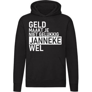 Geld maakt je niet gelukkig maar Janneke wel Dames T-shirt - geld - humor - grappig - relatie - liefde - money