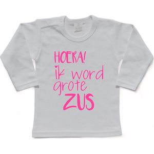 Shirt Aankondiging zwangerschap Ik word grote zus | korte mouw | roze | maat 110/116 zwangerschap aankondiging bekendmaking Baby big sis sister