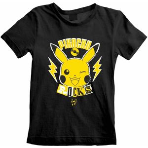 Pokémon Pokemon - Pikachu Rocks (Kids) Jungen Kinder T-Shirt Black-12-13 Jahre