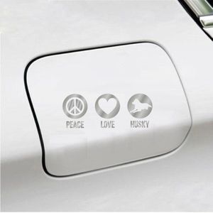 Bumpersticker - Peace Love Husky - 20x9.3 - Zilver