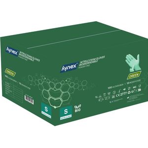 Hynex Biologisch Afbreekbare Nitril Handschoenen Groen – Maat S – 1000 Stuks – Poedervrij – Bio Degradable – Wegwerphandschoenen – Duurzaam
