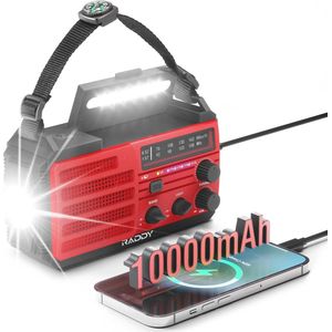 10000mAh Noodradio met Zonne-energie en Zaklamp voor Kamperen en Buitensport