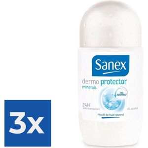 Sanex Dermo Protector Minerals Anti-Transpirant Deodorant Roller 50 ml - Voordeelverpakking 3 stuks