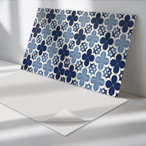 Wallfluent Vinyl Wandpaneel - Geometrisch bloemenpatroon PVC Muurpaneel - 120 cm x 60 cm - Blauw PVC wandpaneel - 1 stuk - Rechthoekig Wandbekleding Vinyl - Texturen Wandpaneel - Zelfklevende Wandbekleding - Wandpaneel Keuken en Badkamer