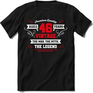 46 Jaar Legend - Feest kado T-Shirt Heren / Dames - Wit / Rood - Perfect Verjaardag Cadeau Shirt - grappige Spreuken, Zinnen en Teksten. Maat 3XL