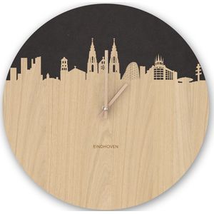 Eindhoven Skyline Klok - Houten wandklok - Cadeau Eindhoven