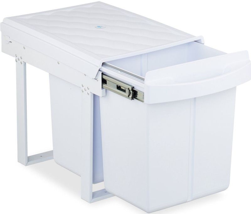 Inbouw Prullenbak - 2 Vakken - Vuilnisbak - Wit - 2x 20 l
